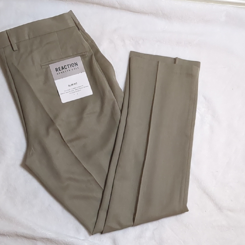 Kenneth Cole Reaction Men's Tan Slim Fit Pants - Picture 1 of 4